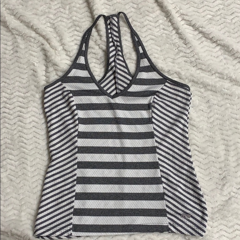 Work out exercise striped racer back tank top